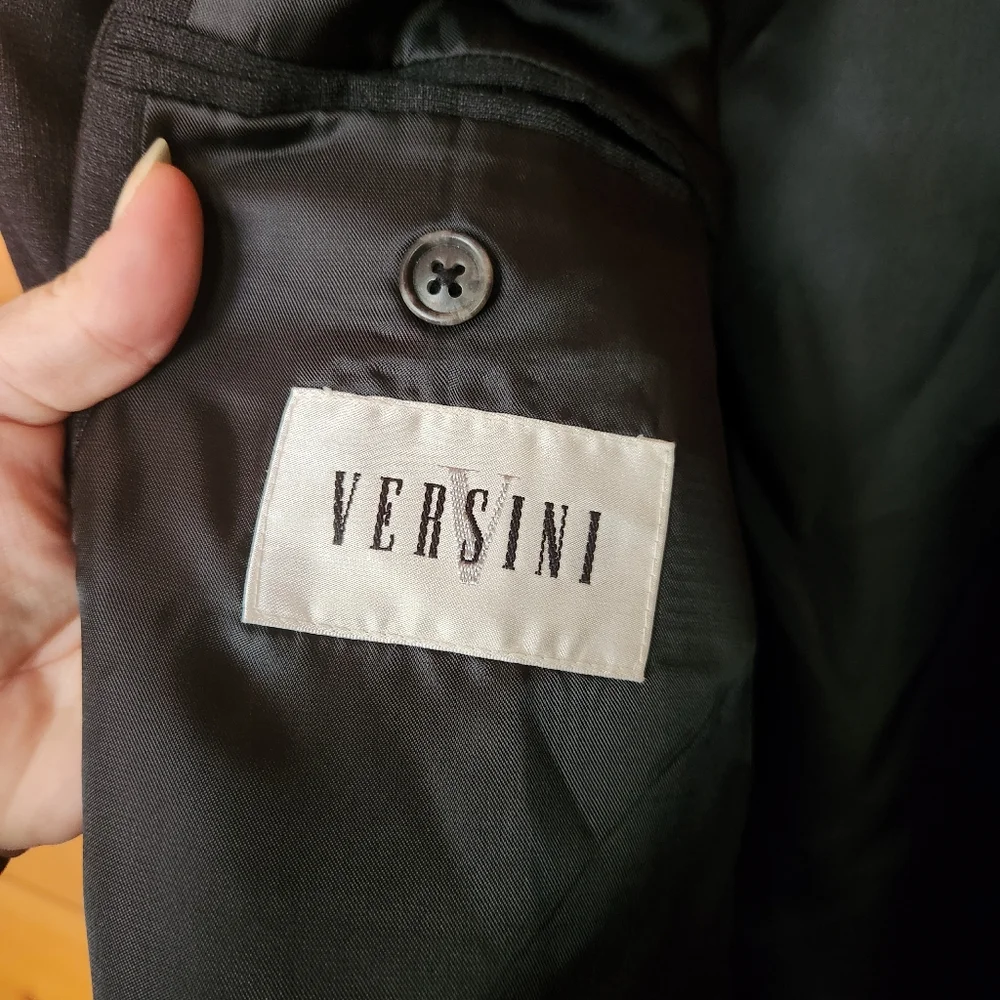 Versini Blazer Dark Gray Suit Jacket 100% Worsted Wool Sport Coat 3 Button‎ 46 R